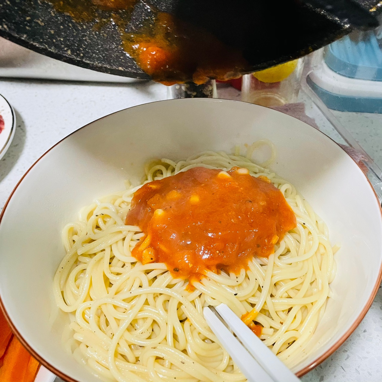 中式西冷牛排+番茄意面