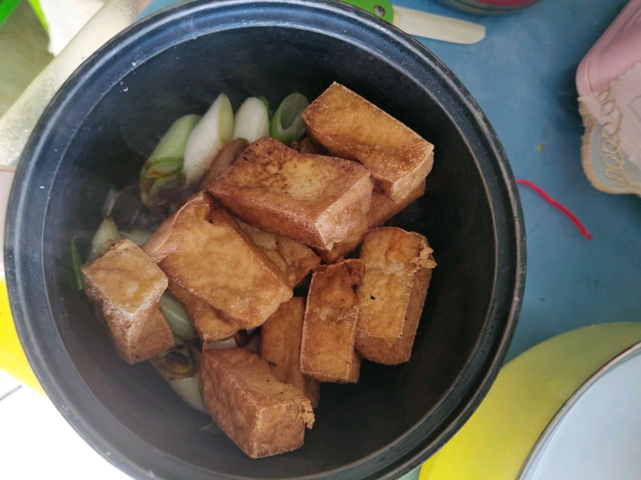 周末在家学做鲁菜～～葱烧豆腐