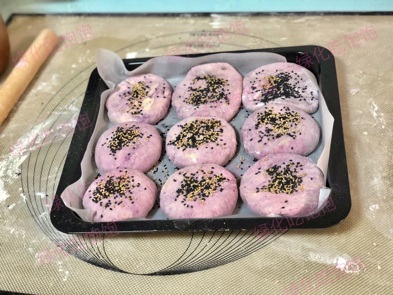 紫薯葱肉饼