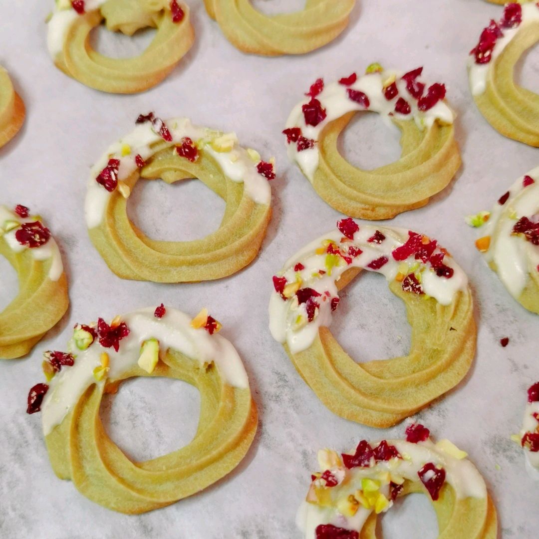 最简单的圣诞曲奇~圣诞抹茶麻薯曲奇